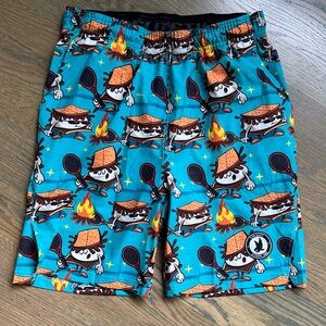 Society Black and Blue Graphic Shorts